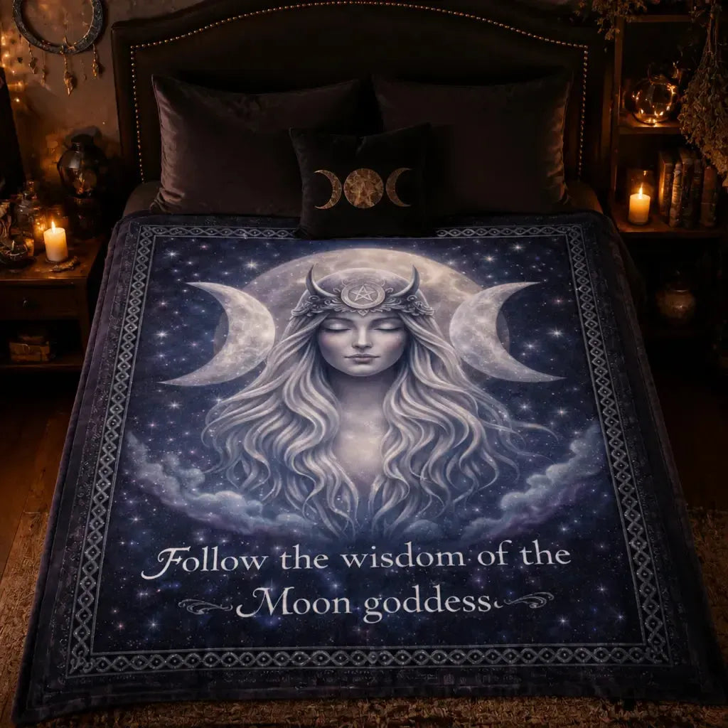 Mystical Triple Moon Goddess Blanket for Wiccan and Pagan Home Decor_mockup_2.webp