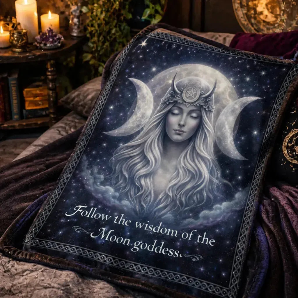 Mystical Triple Moon Goddess Blanket for Wiccan and Pagan Home Decor_mockup_3.webp