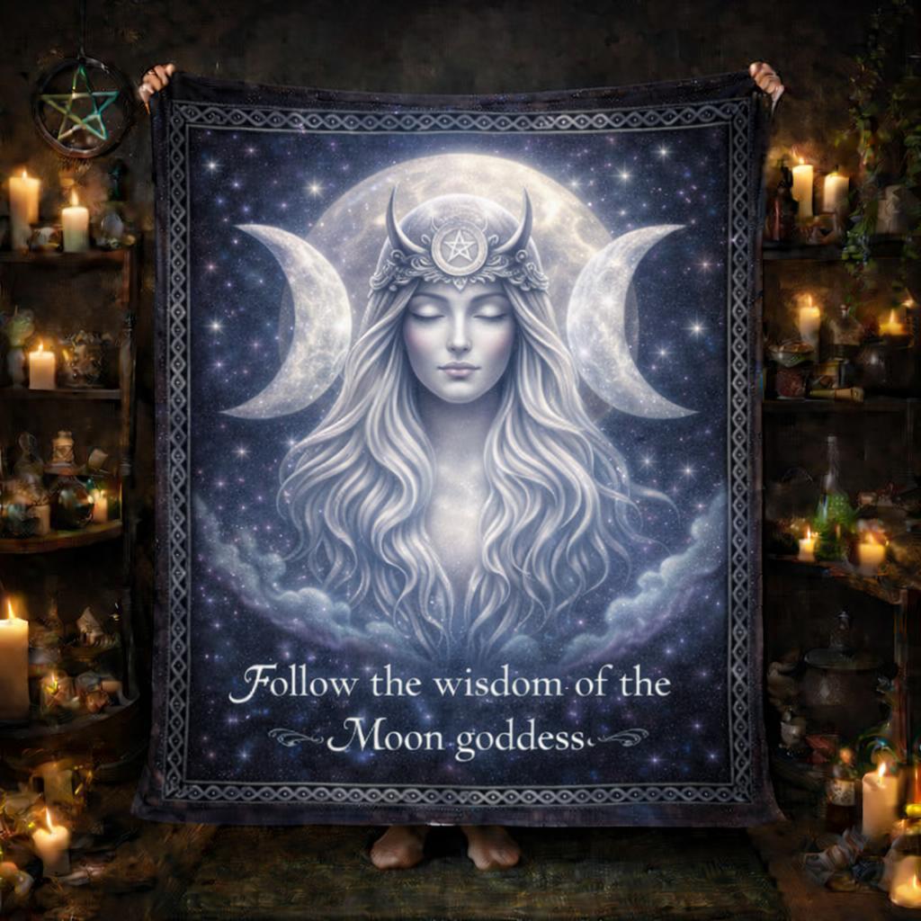 Mystical Triple Moon Goddess Blanket for Wiccan and Pagan Home Decor-MoonChildWorld
