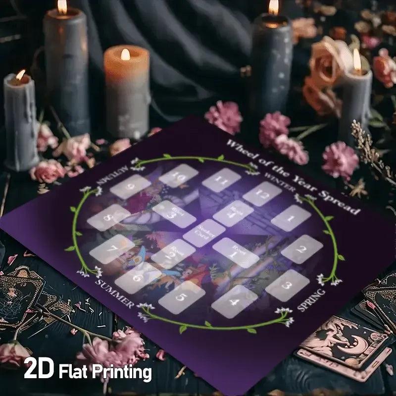 Mystical Wheel of year Pagan Altar Cloth - Witchy Tarot Tablecloth for Reading Divination Wicca Home Decor-MoonChildWorld