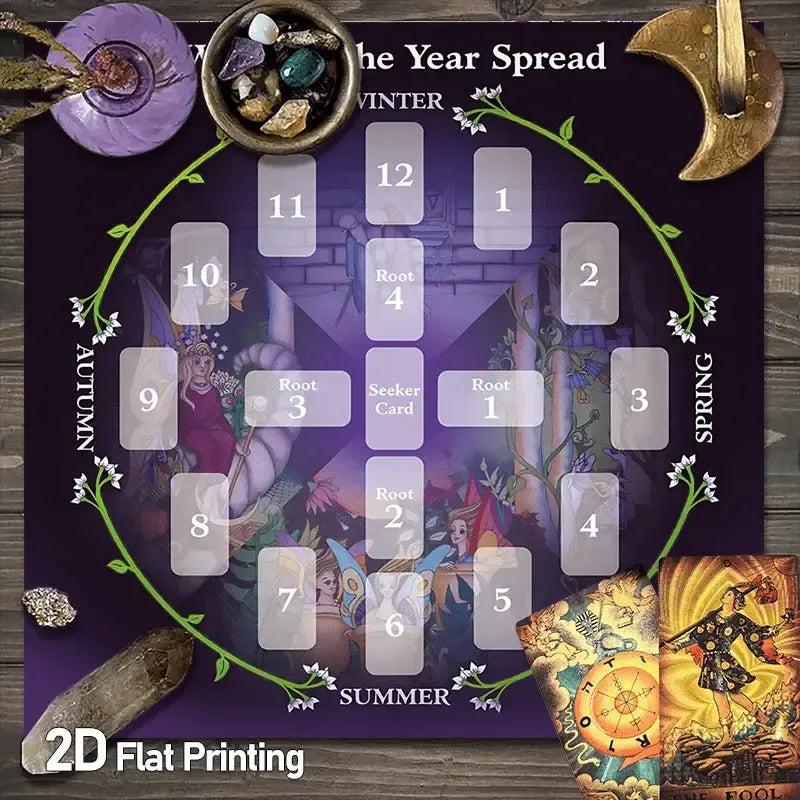 Mystical Wheel of year Pagan Altar Cloth - Witchy Tarot Tablecloth for Reading Divination Wicca Home Decor-MoonChildWorld