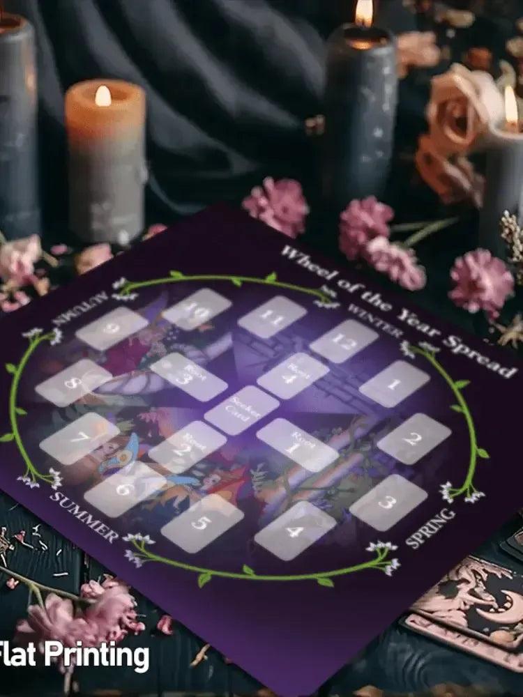 Mystical Wheel of year Pagan Altar Cloth - Witchy Tarot Tablecloth for Reading Divination Wicca Home Decor-MoonChildWorld
