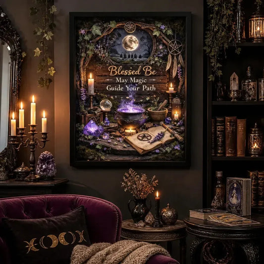 Mystical Wicca & Pagan Art Print - Witchcraft Black Framed Canvas Wall Decor_mockup_1.webp