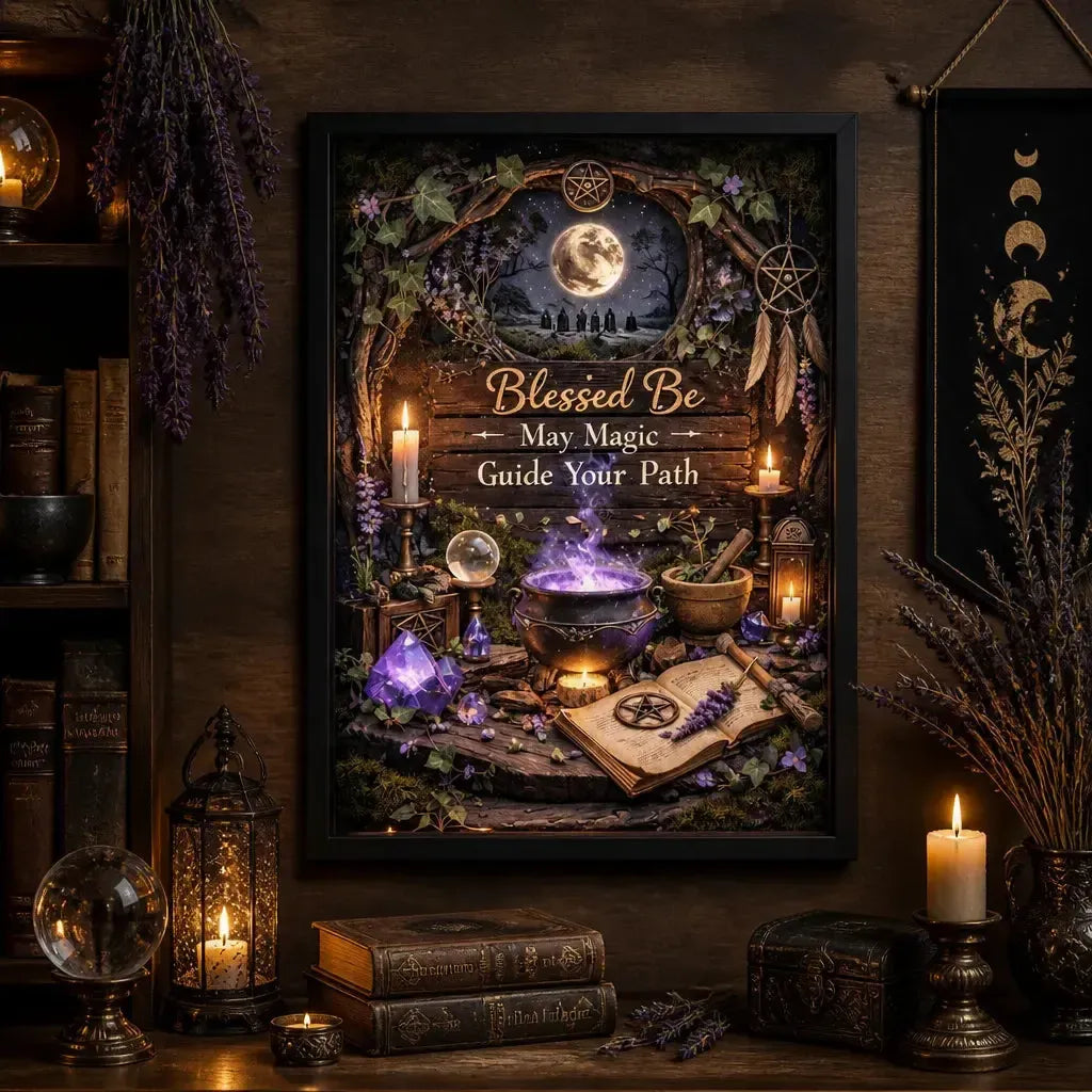 Mystical Wicca & Pagan Art Print - Witchcraft Black Framed Canvas Wall Decor_mockup_2.webp