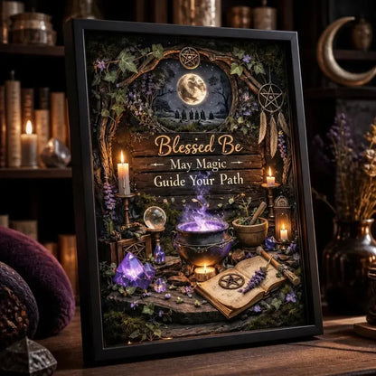 Mystical Wicca & Pagan Art Print - Witchcraft Black Framed Canvas Wall Decor_mockup_3.webp