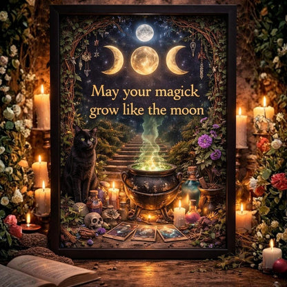 Mystical Wicca & Pagan Art Print - Witchcraft Black Framed Canvas Wall Decor for Witch-MoonChildWorld