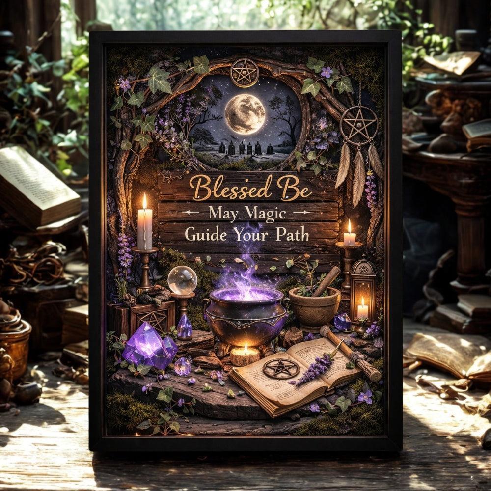 Mystical Wicca & Pagan Art Print - Witchcraft Black Framed Canvas Wall Decor-MoonChildWorld
