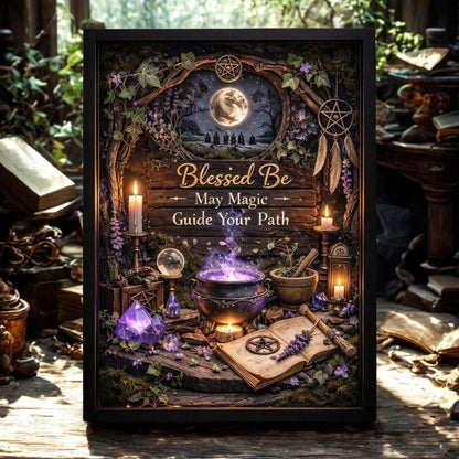 Mystical Wicca & Pagan Art Print - Witchcraft Black Framed Canvas Wall Decor-MoonChildWorld