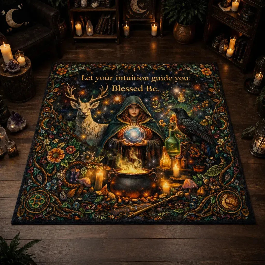 Mystical Wiccan Area Rug - Pagan Carpet for Witchy Yule Decor_mockup_2.webp
