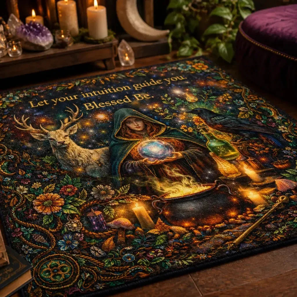 Mystical Wiccan Area Rug - Pagan Carpet for Witchy Yule Decor_mockup_3.webp