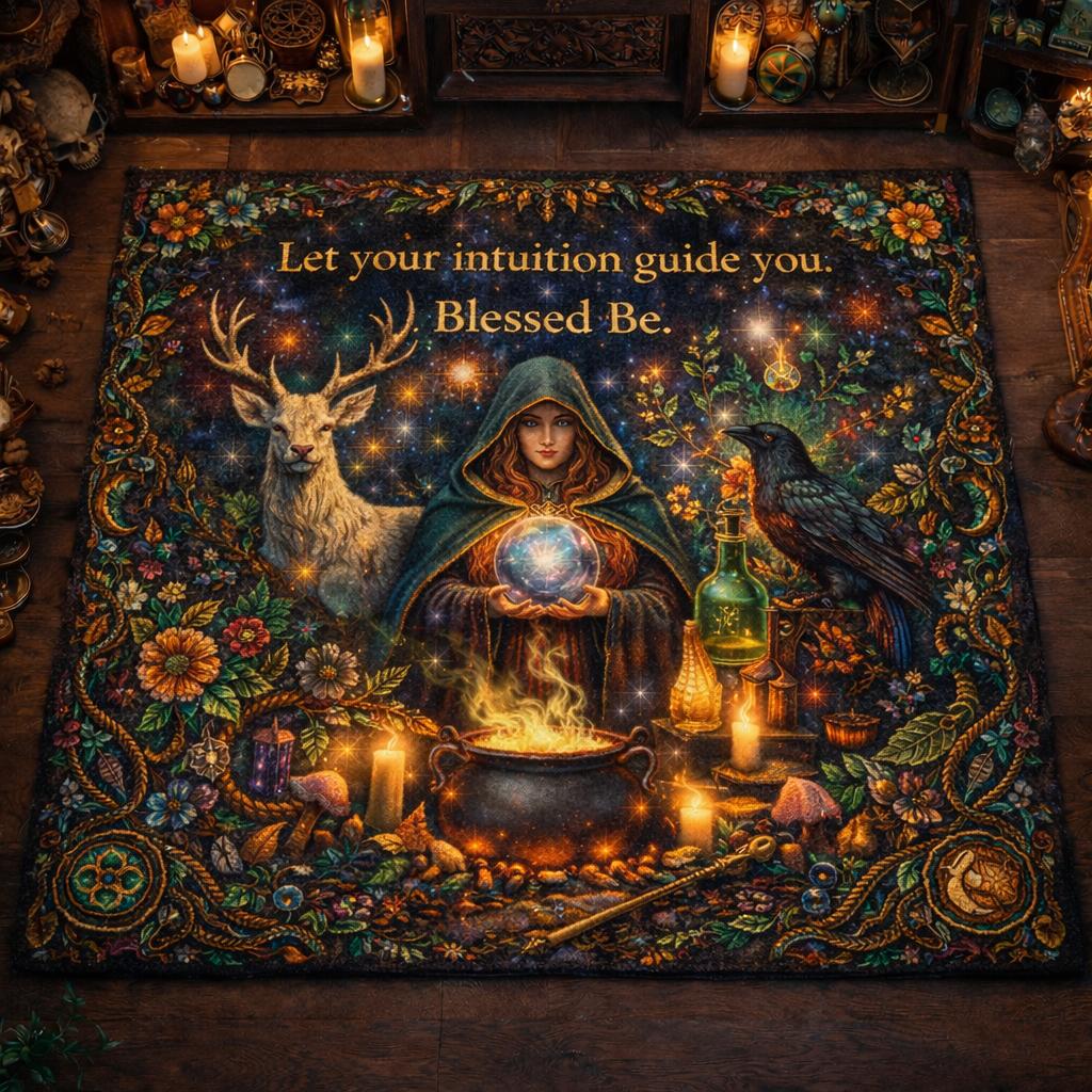 Mystical Wiccan Area Rug - Pagan Carpet for Witchy Yule Decor-MoonChildWorld