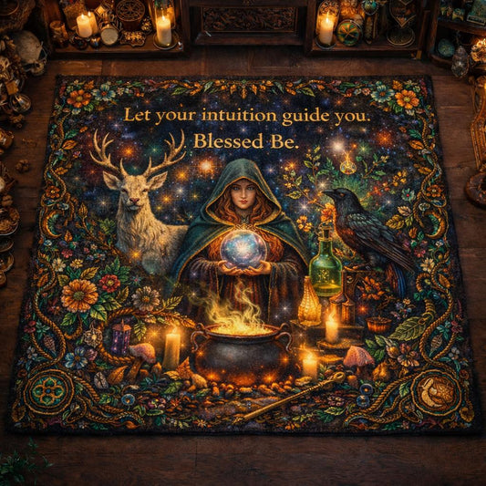 Mystical Wiccan Area Rug - Pagan Carpet for Witchy Yule Decor-MoonChildWorld