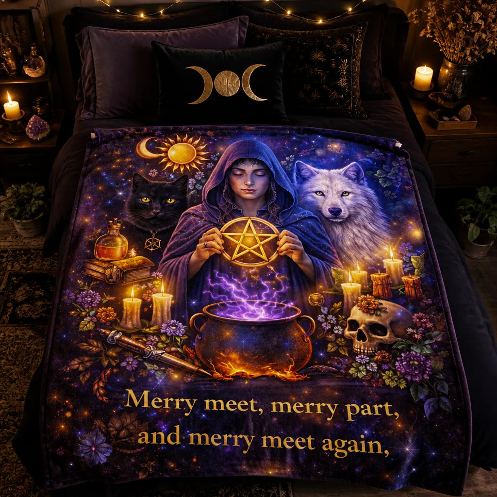 Mystical Wiccan witch Black Cat and Wolf Blanket Witchy Blanket for Pagan Home Decor_mockup_1.webp