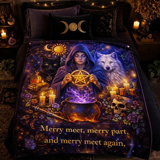 Mystical Wiccan witch Black Cat and Wolf Blanket Witchy Blanket for Pagan Home Decor_mockup_1.webp