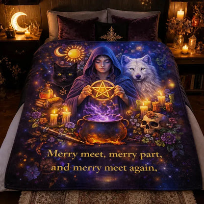 Mystical Wiccan witch Black Cat and Wolf Blanket Witchy Blanket for Pagan Home Decor_mockup_2.webp