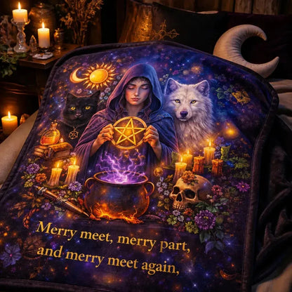 Mystical Wiccan witch Black Cat and Wolf Blanket Witchy Blanket for Pagan Home Decor_mockup_3.webp
