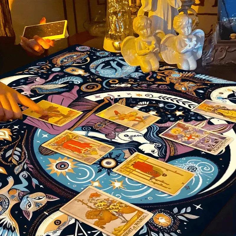 Mystical Witchy Altar Cloth – Celestial & Animal Design for Tarot Reading, Wicca Rituals-MoonChildWorld