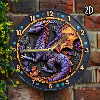 Mythical Dragon Wall Clock Fantasy Purple Dragon Clock Home Decor-MoonChildWorld