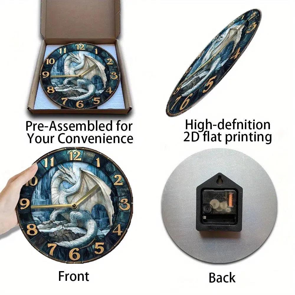 Mythical Dragon Wall Clock Iced Dragon Clock-MoonChildWorld