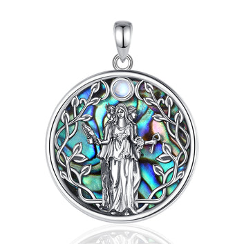 Natural Abalone Moon Goddess Necklace Hecate Amulet Jewelry