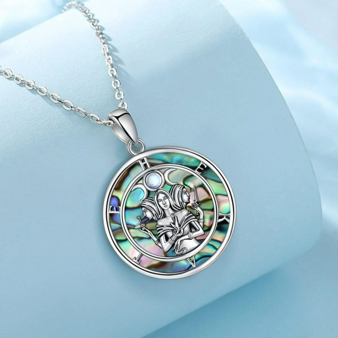 Natural Abalone Moon Goddess Necklace Hecate Amulet Jewelry-MoonChildWorld