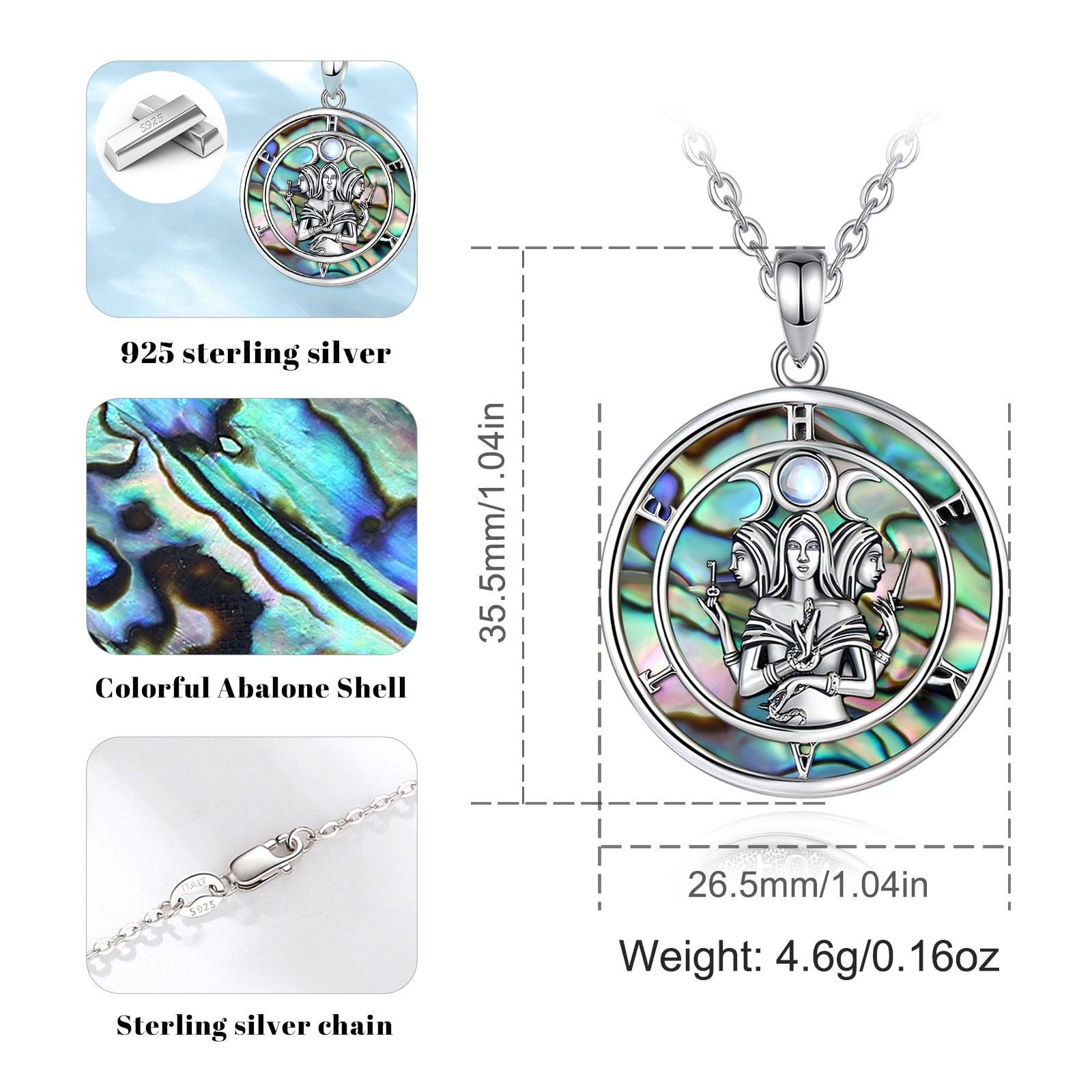 Natural Abalone Moon Goddess Necklace Hecate Amulet Jewelry-MoonChildWorld