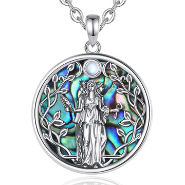 Natural Abalone Moon Goddess Necklace Hecate Amulet Jewelry-MoonChildWorld