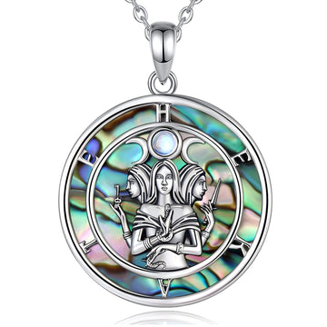 Natural Abalone Moon Goddess Necklace Hecate Amulet Jewelry-MoonChildWorld