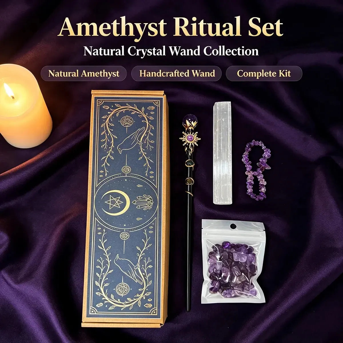 Natural Crystal Wand Altar Kit, Wiccan Ritual Supplies, product view 4 of 10