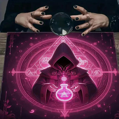 Neon Pink Wizard Witchcraft Tarot Tablecloth – Mystical Altar Cloth for Divination, Meditation & Home Decor-MoonChildWorld