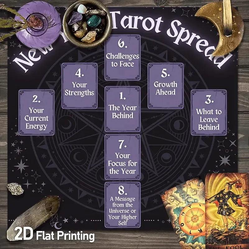 New Year Pentacle Wicca Altar Cloth - Witchcraft Tarot Tablecloth for Reading Divination Pagan Home Decor-MoonChildWorld