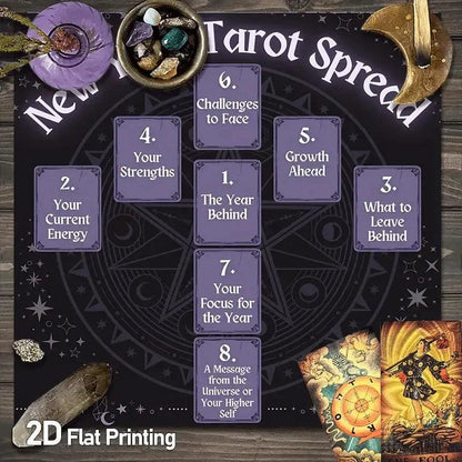 New Year Pentacle Wicca Altar Cloth - Witchcraft Tarot Tablecloth for Reading Divination Pagan Home Decor-MoonChildWorld