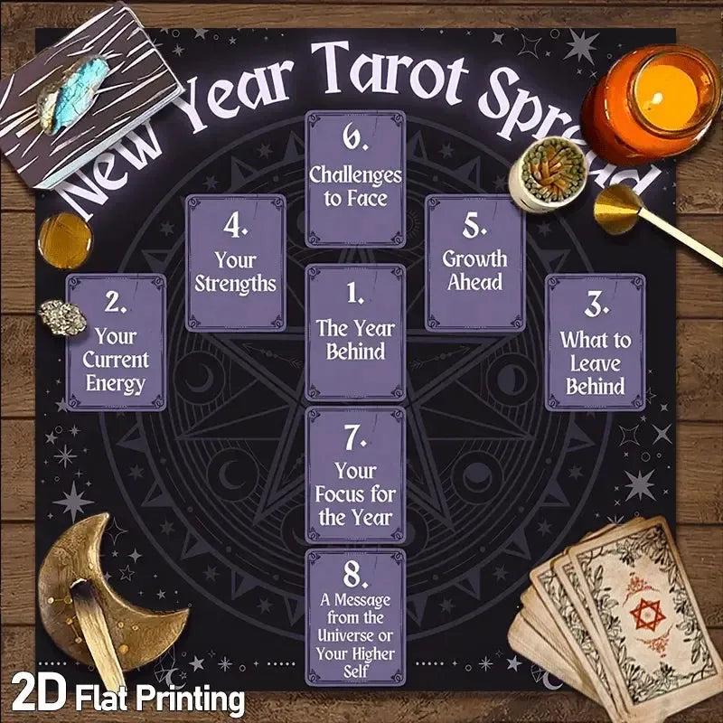 New Year Pentacle Wicca Altar Cloth - Witchcraft Tarot Tablecloth for Reading Divination Pagan Home Decor-MoonChildWorld