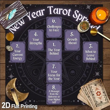 New Year Pentacle Wicca Altar Cloth - Witchcraft Tarot Tablecloth for Reading Divination Pagan Home Decor-MoonChildWorld