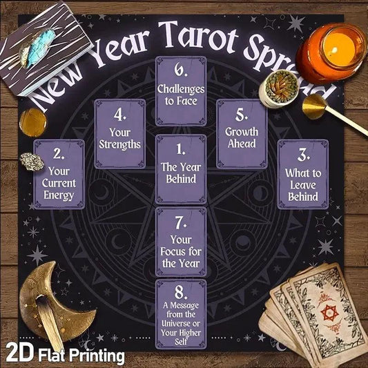 New Year Pentacle Wicca Altar Cloth - Witchcraft Tarot Tablecloth for Reading Divination Pagan Home Decor-MoonChildWorld