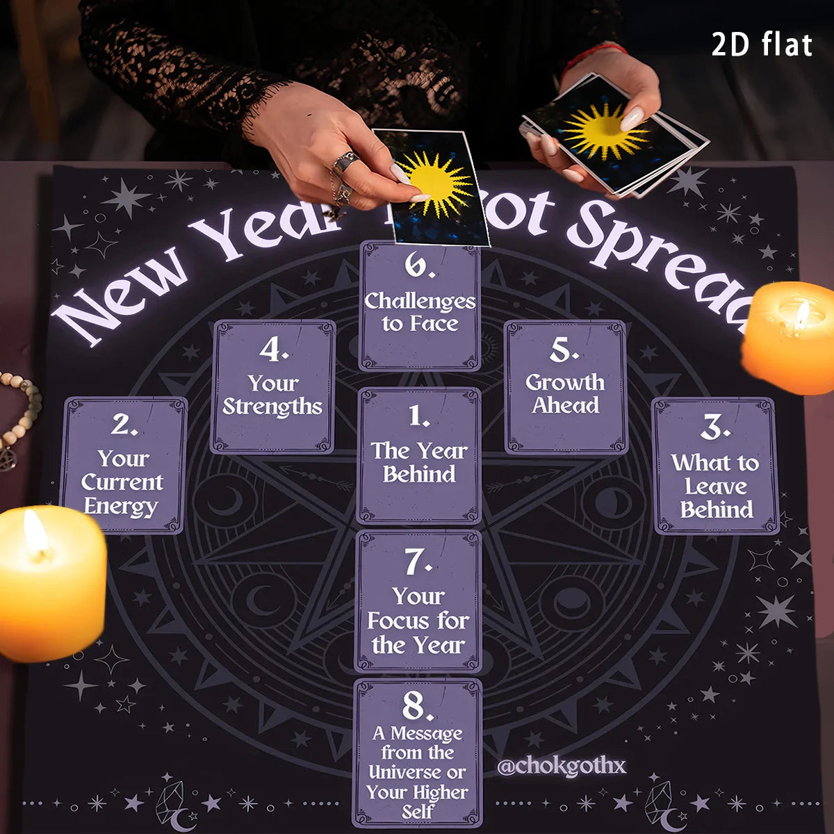 Tarot spread tablecloth – square altar cloth size reference