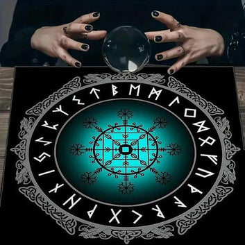 Nordic Viking Compass Mysterious Tarot Tablecloth - Pagan Altar Cloth for Reading Divination-MoonChildWorld