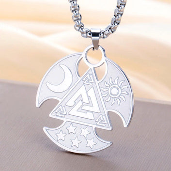 Nordic Viking Valknut Necklace Odin Symbol Stars Moon Sun Necklace Norse Jewelry-MoonChildWorld