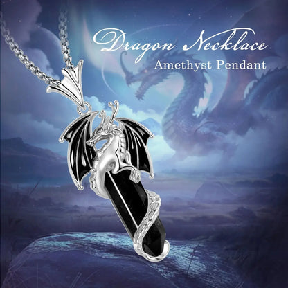 Obsidian dragon pendant worn over a dark jumper