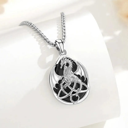 Obsidian Dragon Witch Knot Necklace Celtic Amulet Pendant for Women-MoonChildWorld