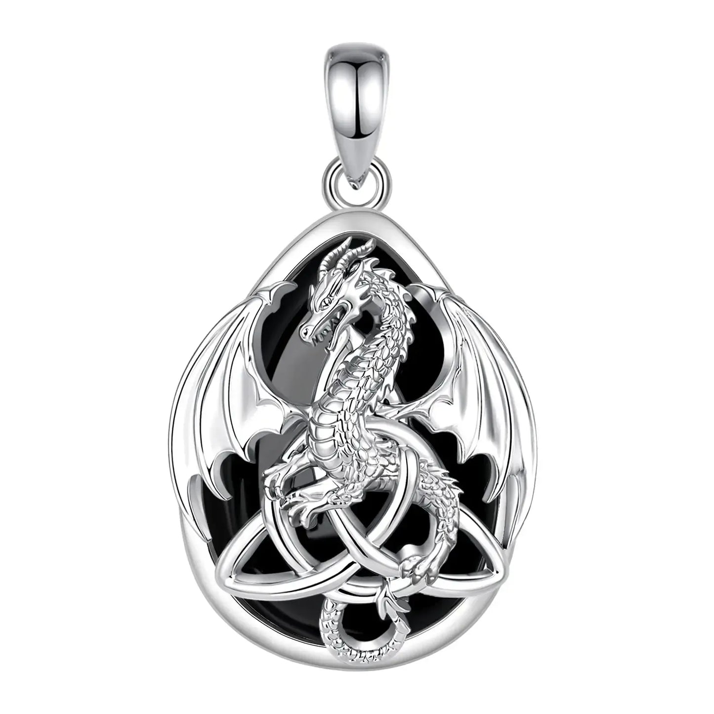 Obsidian Dragon Witch Knot Necklace Celtic Amulet Pendant for Women-MoonChildWorld