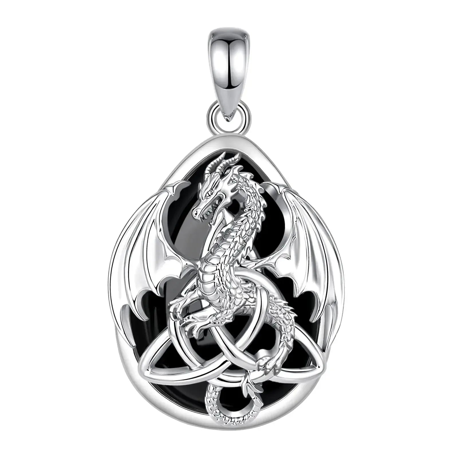 Obsidian Dragon Witch Knot Necklace Celtic Amulet Pendant for Women-MoonChildWorld