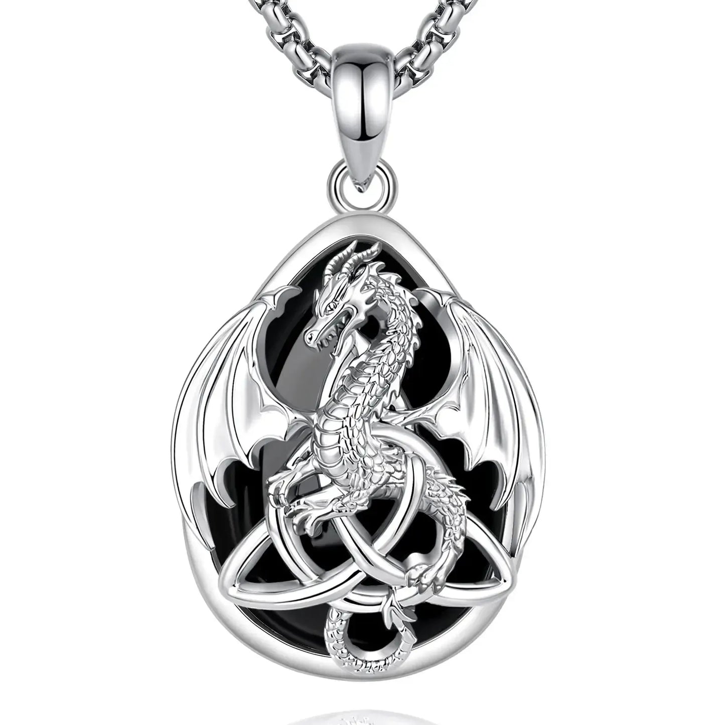 Obsidian Dragon Witch Knot Necklace Celtic Amulet Pendant for Women-MoonChildWorld
