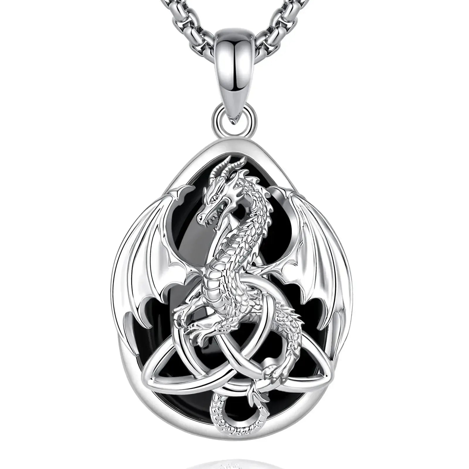 Obsidian Dragon Witch Knot Necklace Celtic Amulet Pendant for Women-MoonChildWorld