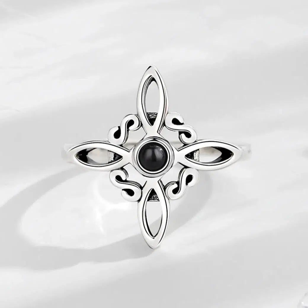 Obsidian Irish Celtic Knot Witchcraft Ring Wicca Jewelry-MoonChildWorld