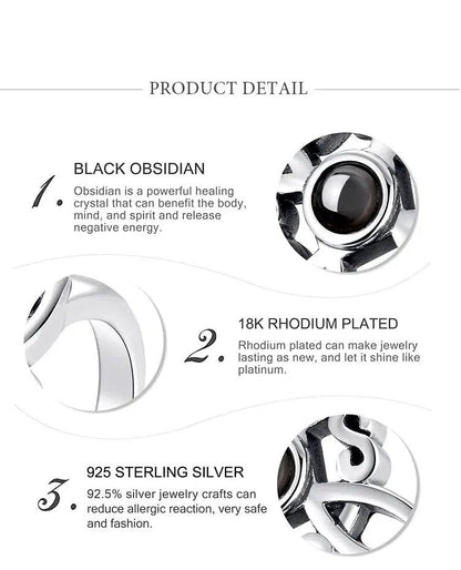 Obsidian Irish Celtic Knot Witchcraft Ring Wicca Jewelry-MoonChildWorld