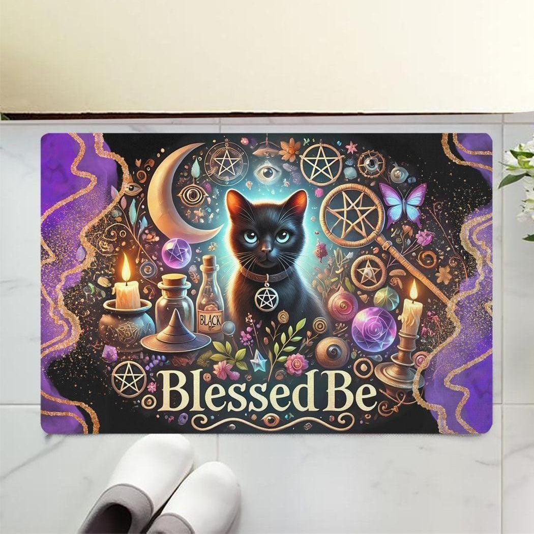 Occult Black Cat Doormat Witchcraft Doormat for Witch Home Decor-MoonChildWorld