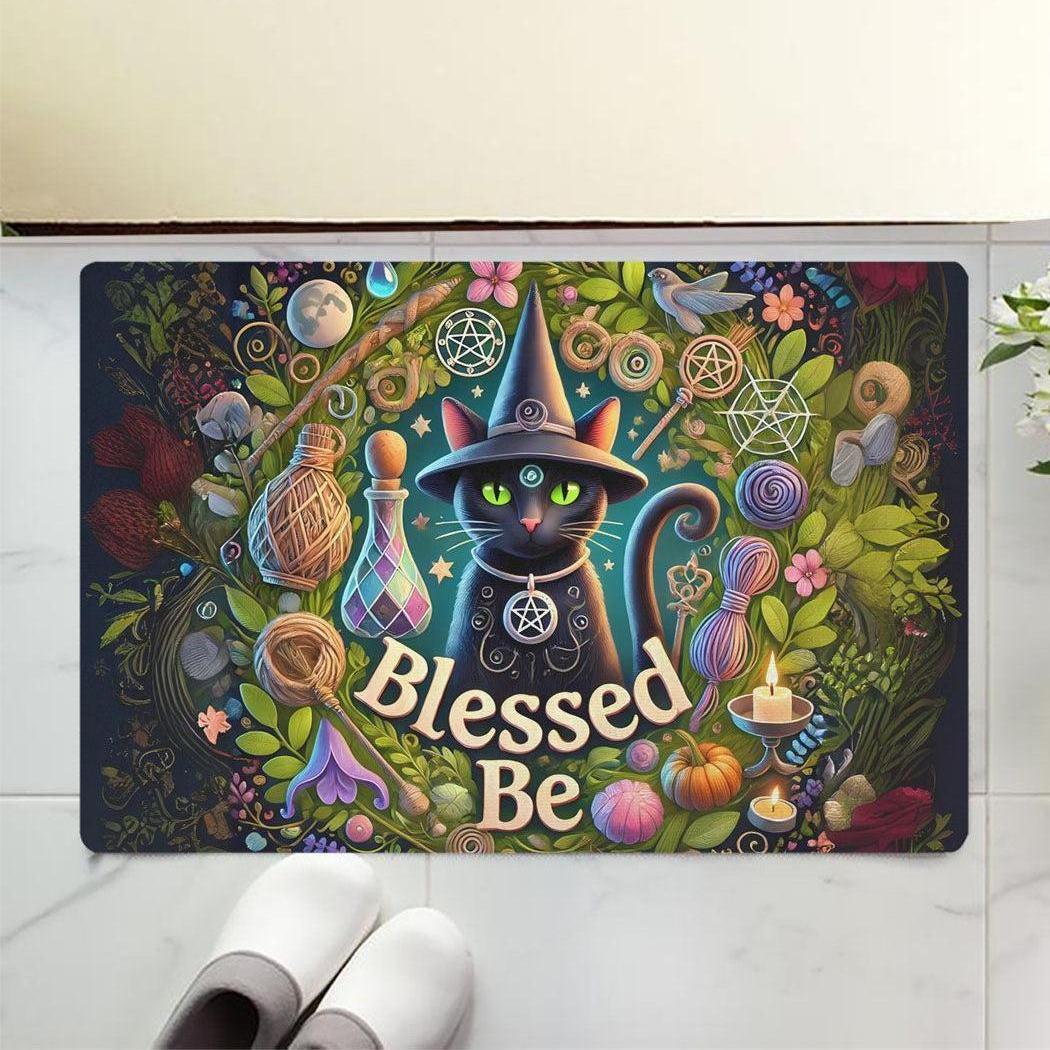 Occult Black Cat Doormat Witchcraft Doormat for Witch Home Decor-MoonChildWorld