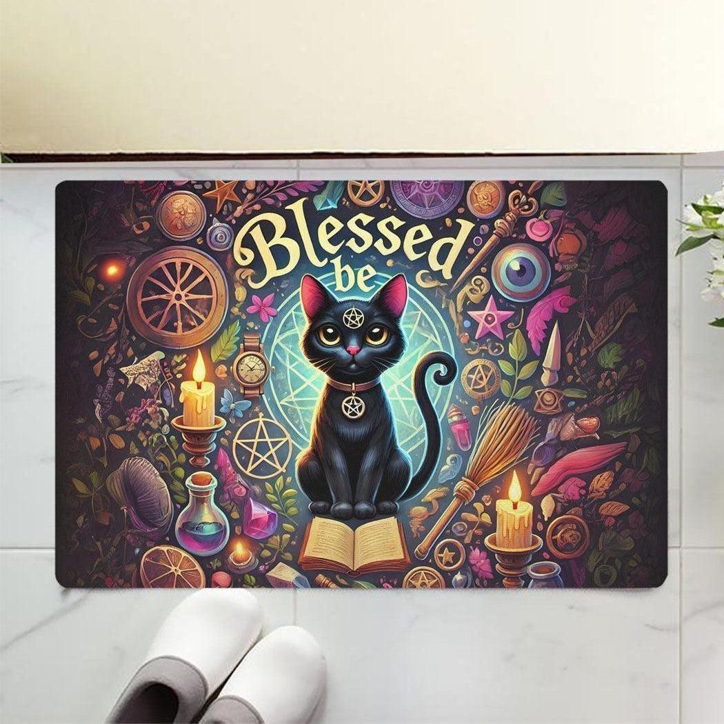 Occult Black Cat Doormat Witchcraft Doormat for Witch Home Decor-MoonChildWorld