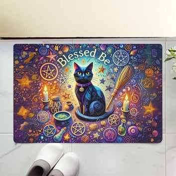 Occult Black Cat Doormat Witchcraft Doormat for Witch Home Decor-MoonChildWorld